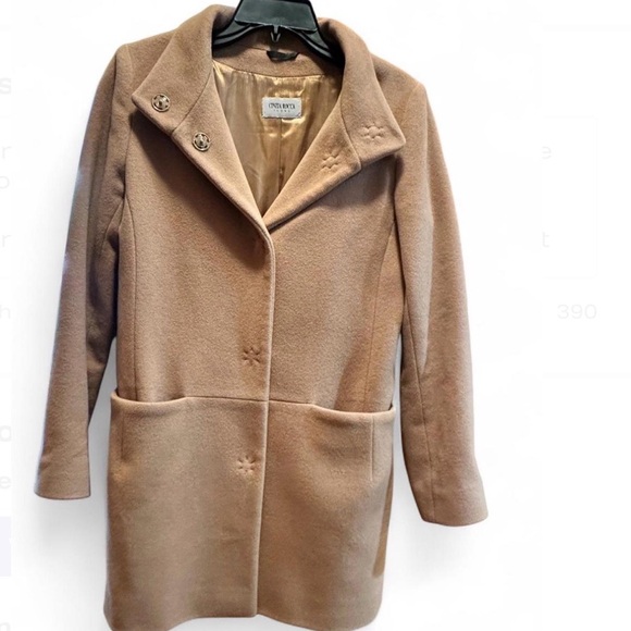 Cinzia Rocca Icons Minimalist Wool Cashmere Blend Coat size 6 Camel/Taupe